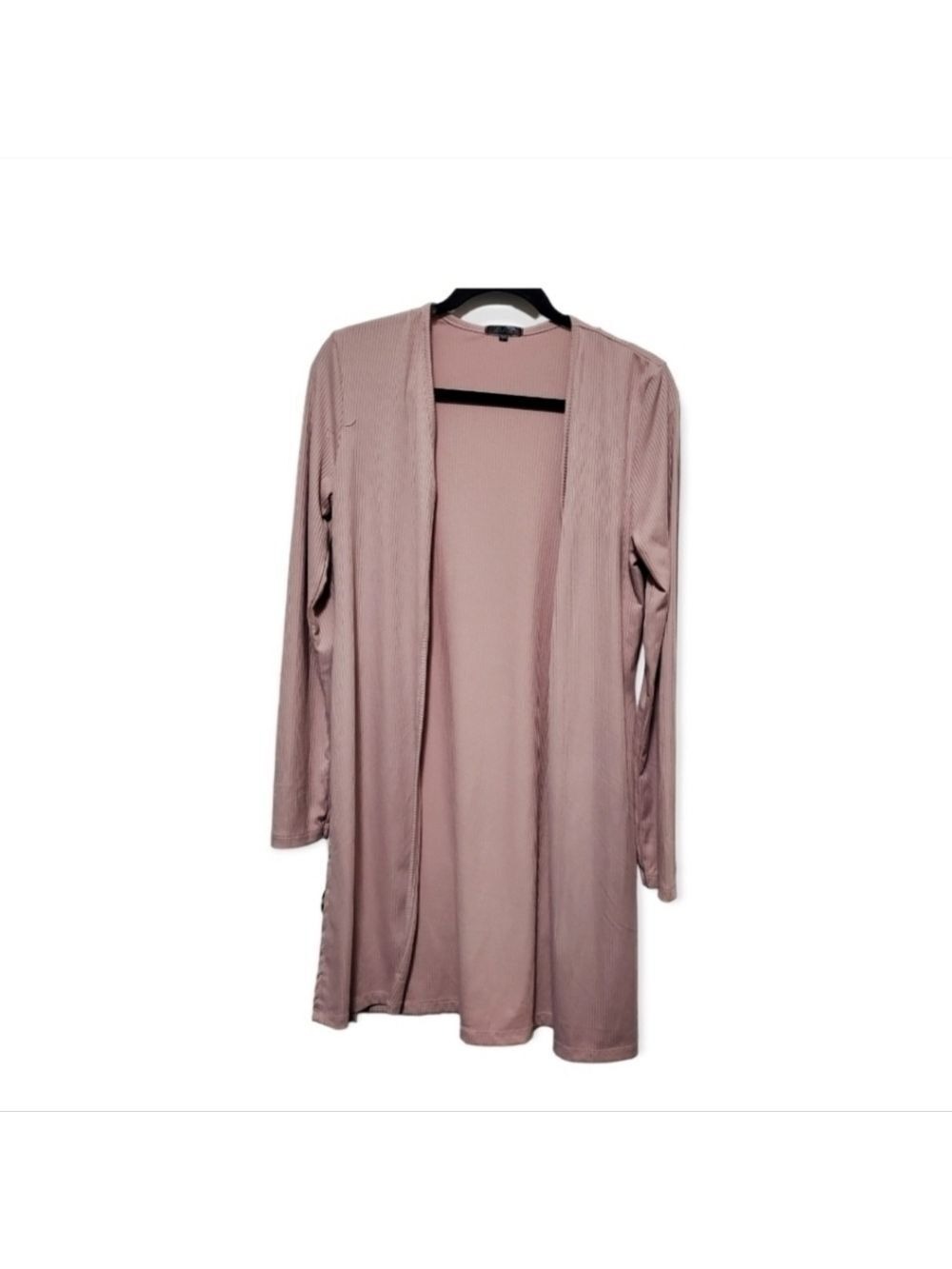 Lilac Pink Ribbed Cardigan Long Sleeve Large
